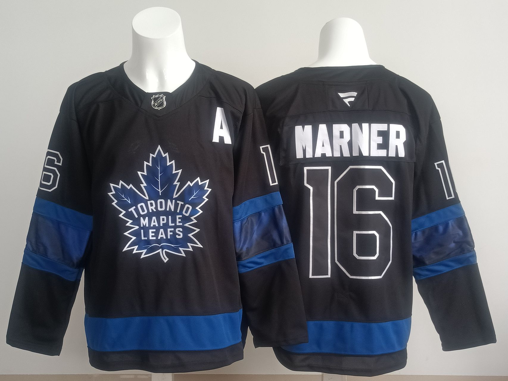 Men 2025 Toronto Maple Leafs #16 Marner Black Fanatics Home Premium NHL Jersey style 11->carolina hurricanes->NHL Jersey